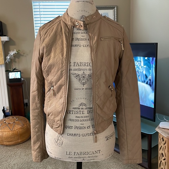 Small Forever 21 Tan Faux-Leather Jacket - Picture 2 of 7